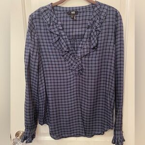 Flirty Paige shimmer ruffle blouse